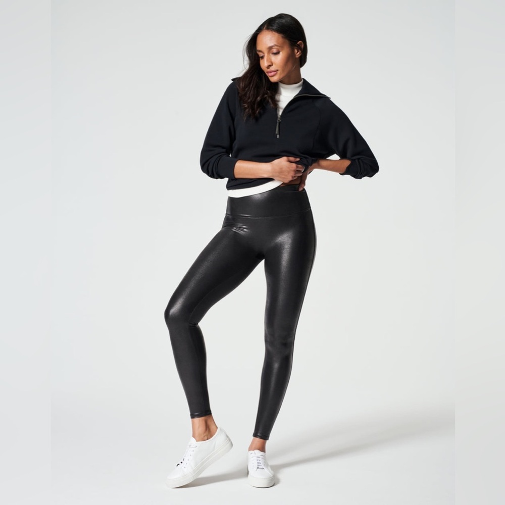 SPANX Black Faux Leather Leggings - Women’s Medium
